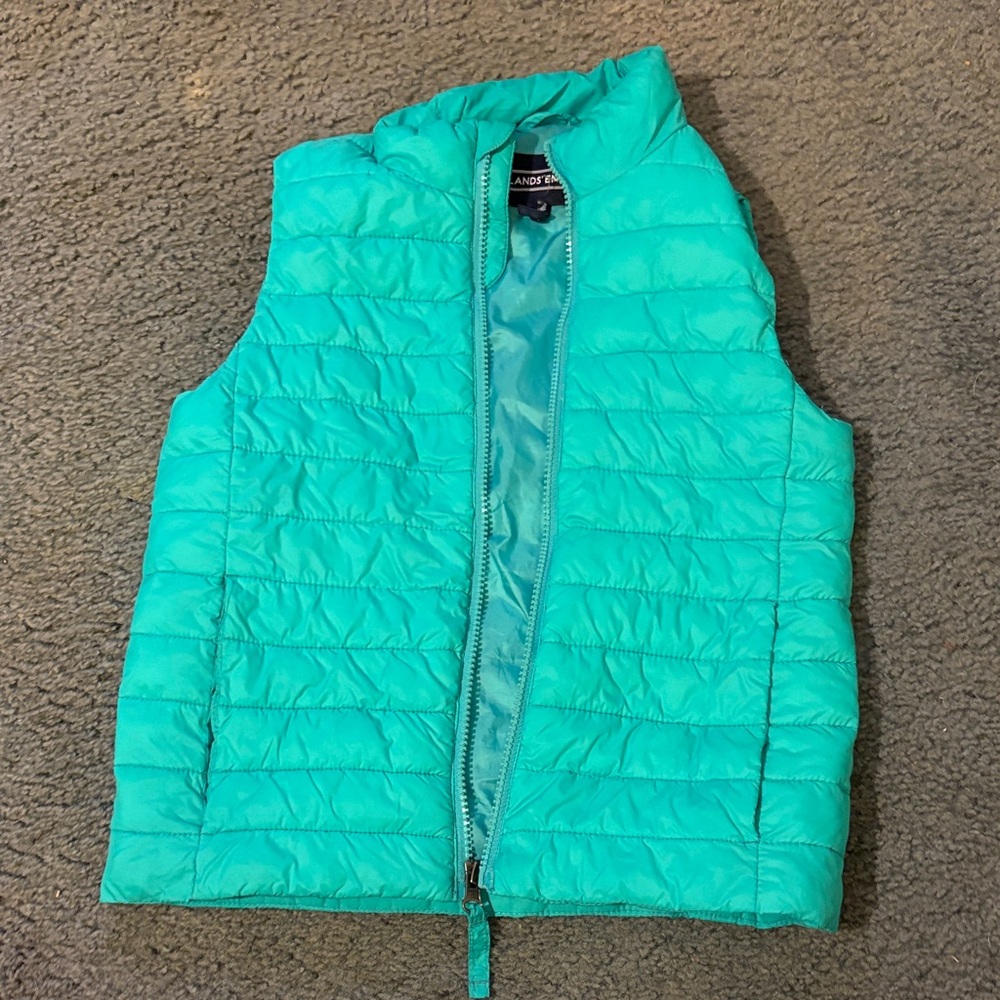 Lands' End Kids Aqua Puffer Vest